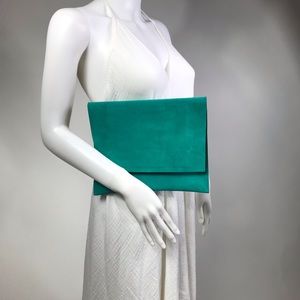 😍Aqua Turquoise Suede Clutch Bag Purse